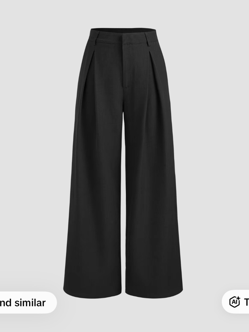 Cider Black Mid Rise Straight Leg Pleated Trouser
